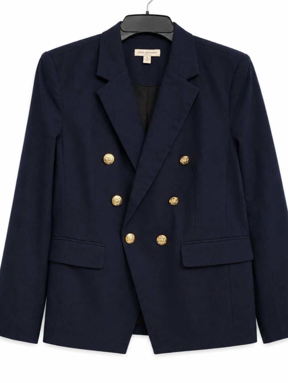 Women's Size Medium Double-Breasted Navy Blazer with Gold Colored Buttons